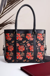 Canvas Strap Tote Bag Midnight Bloom
