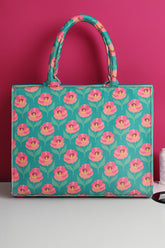 Buy Canvas Tote Bag Green Rose in Pakistan