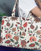 Canvas Tote Bags Beige Multiflower