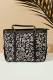 Strap  Canvas Tote Bag Black Floral