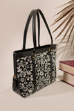 Strap  Canvas Tote Bag Black Floral