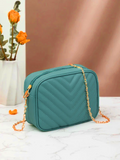 - Chevron Charm Crossbody Bag ~Sea Green