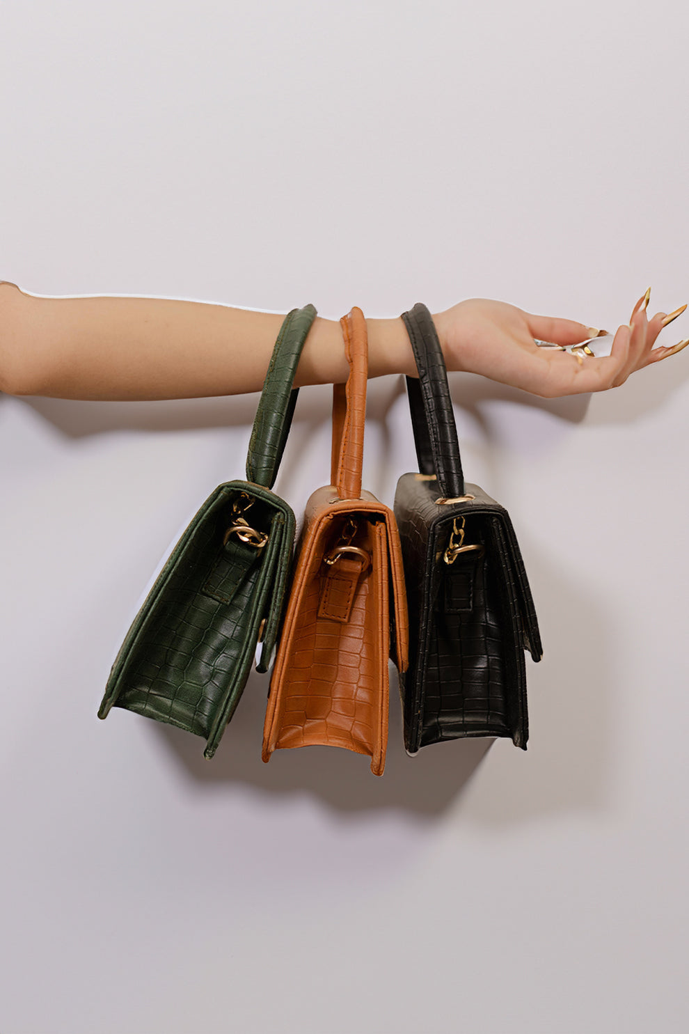 - Handbag Croco - Green