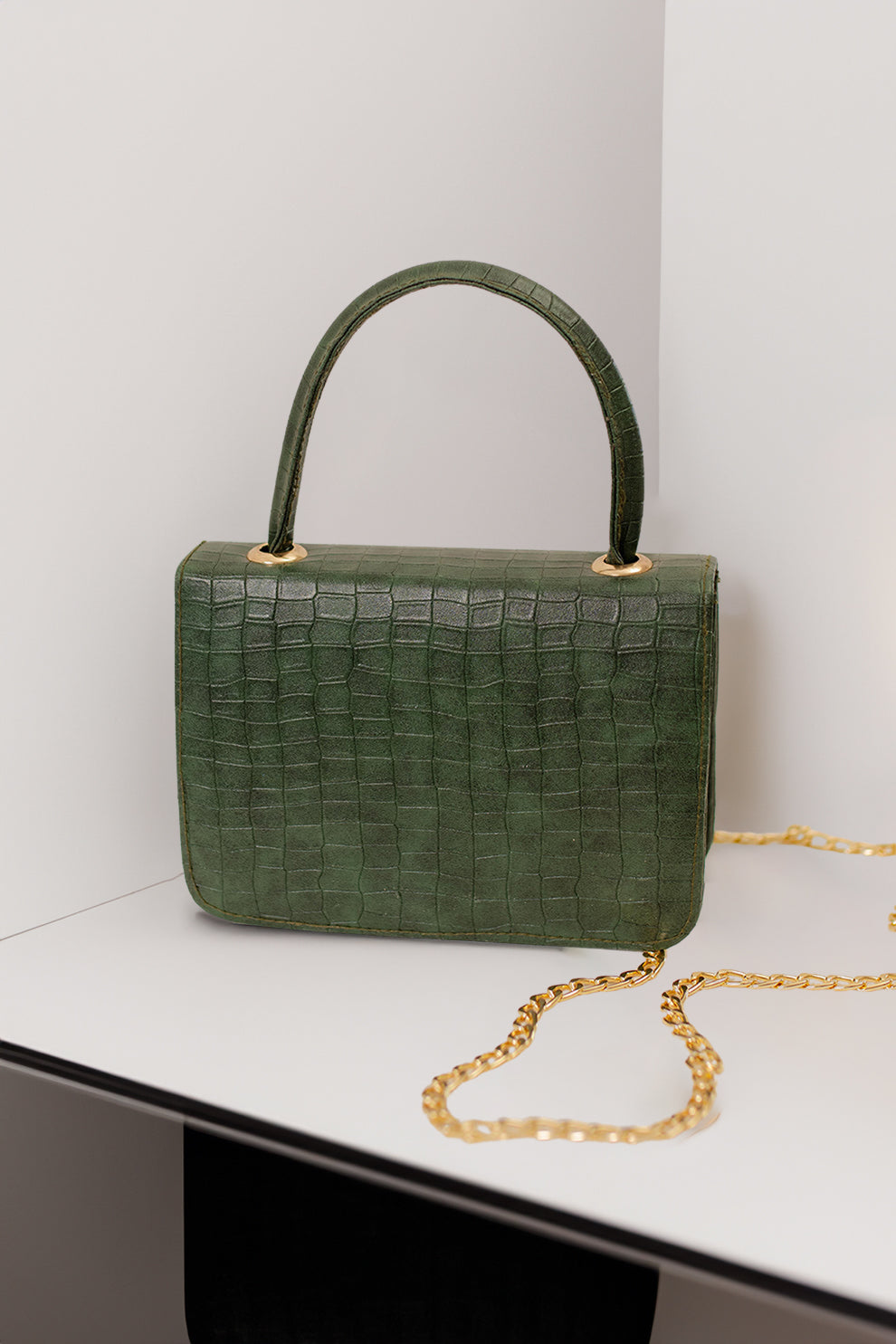 - Handbag Croco - Green