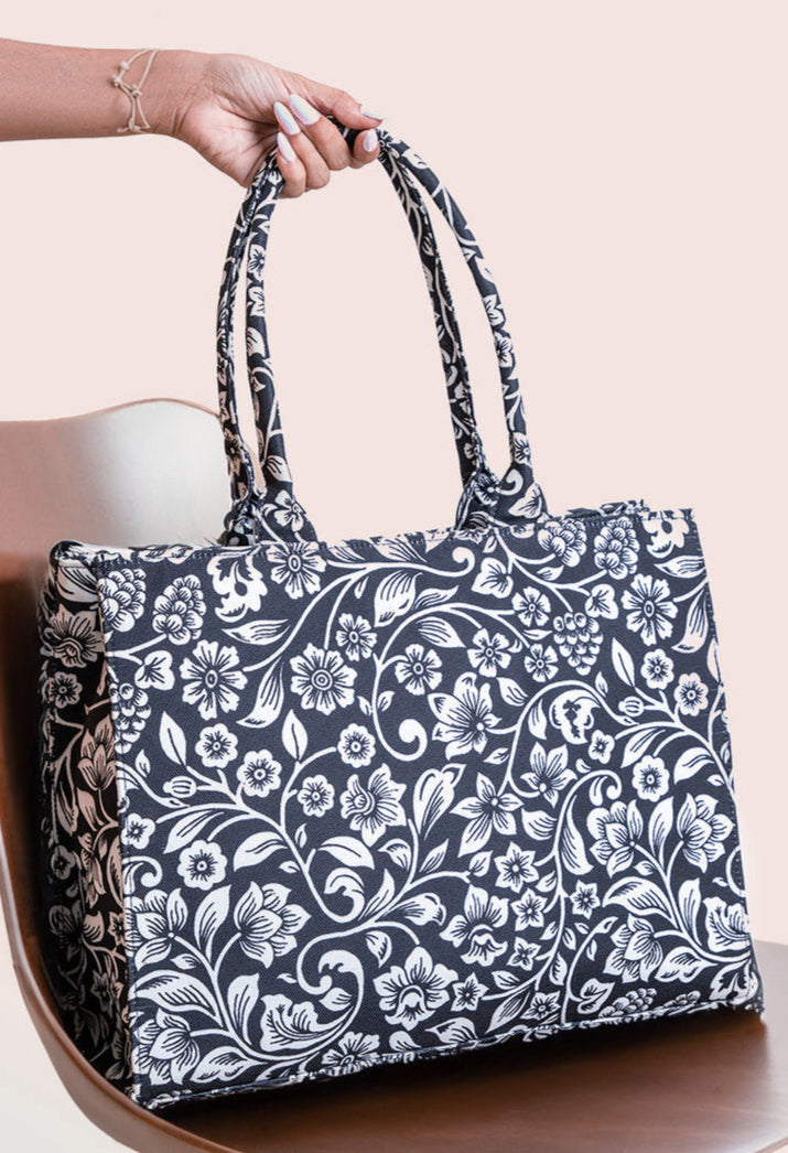 Canvas Bag - Black Petals