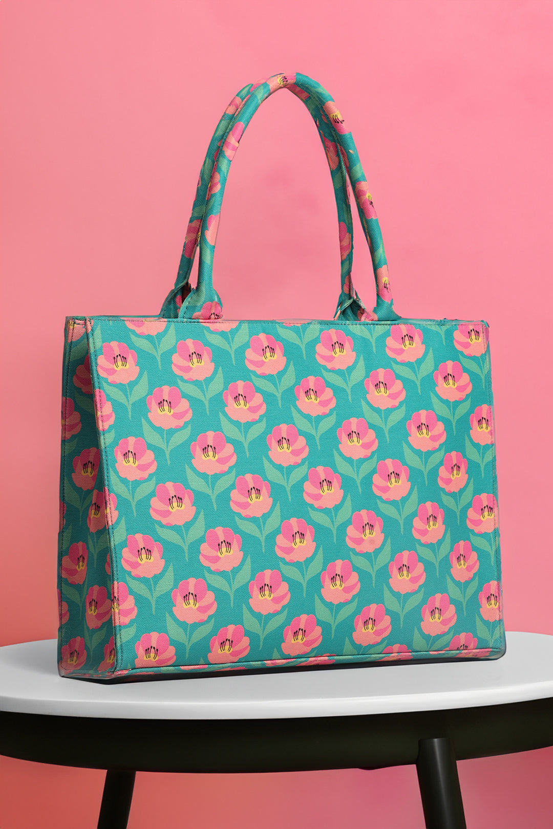 Buy Canvas Tote Bag Green Rose in Pakistan