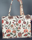 Canvas Tote Bags Beige Multiflower
