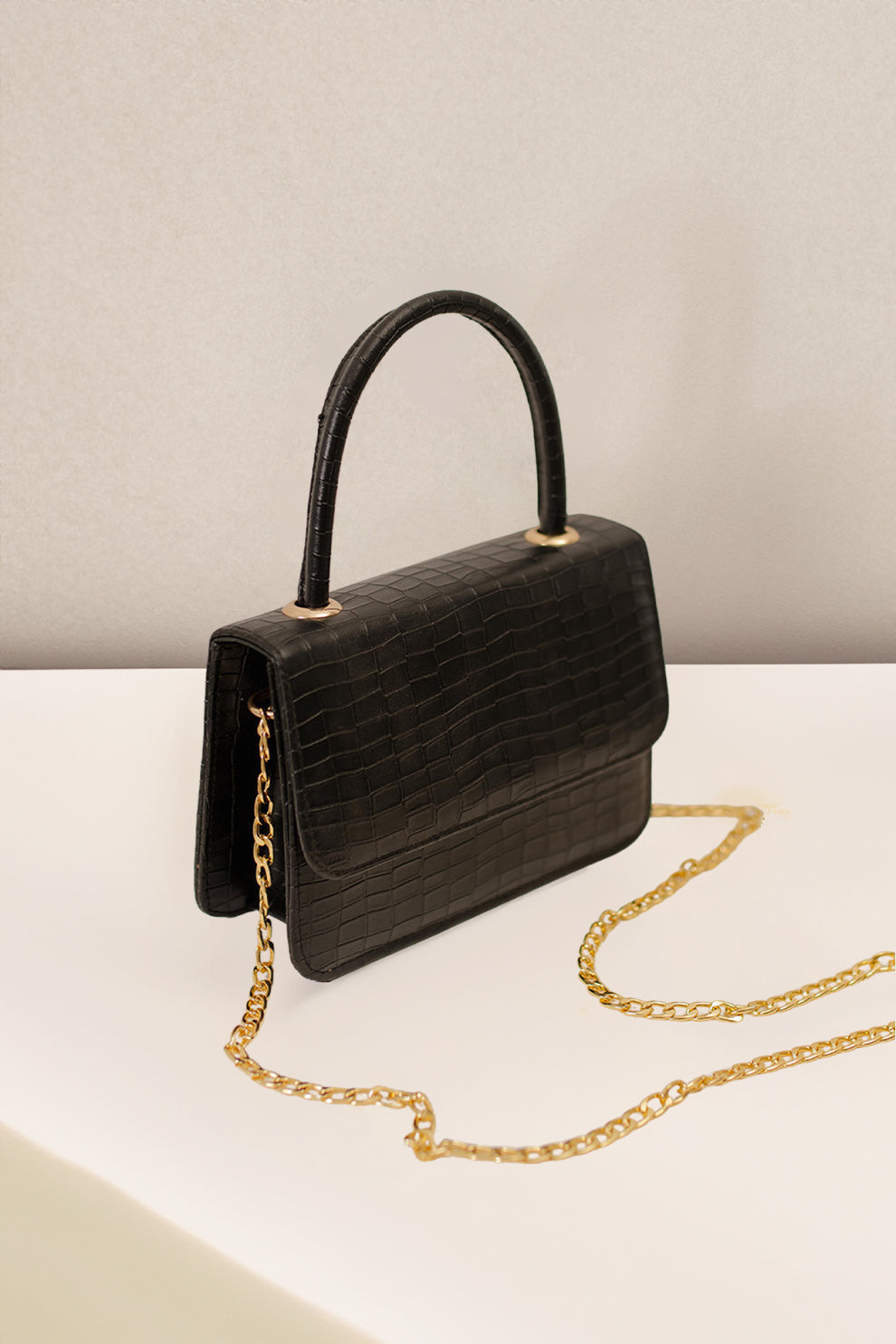 - Handbag Croco - Black