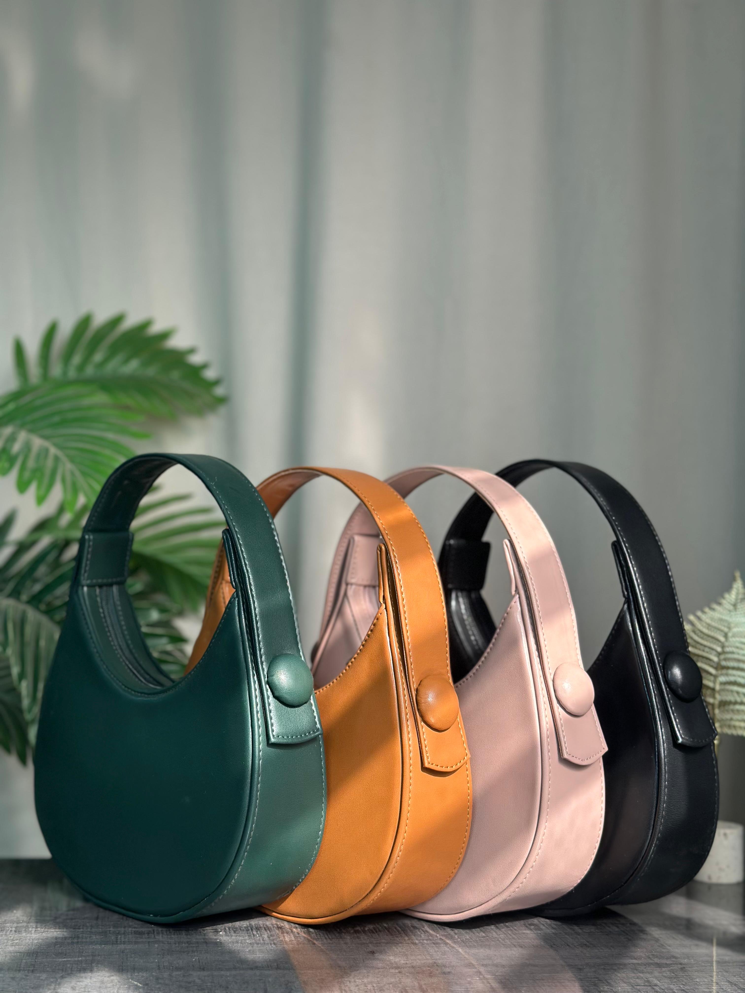 Plain Hobo HandBag - Mustard