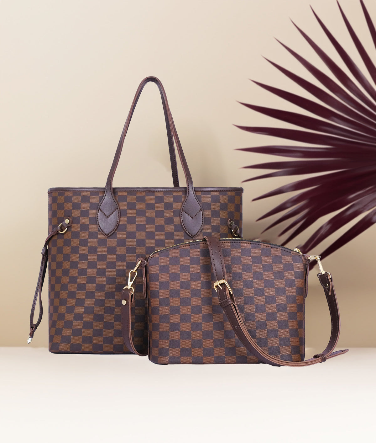 - Duo Crossbody & Tote Bag - Brown